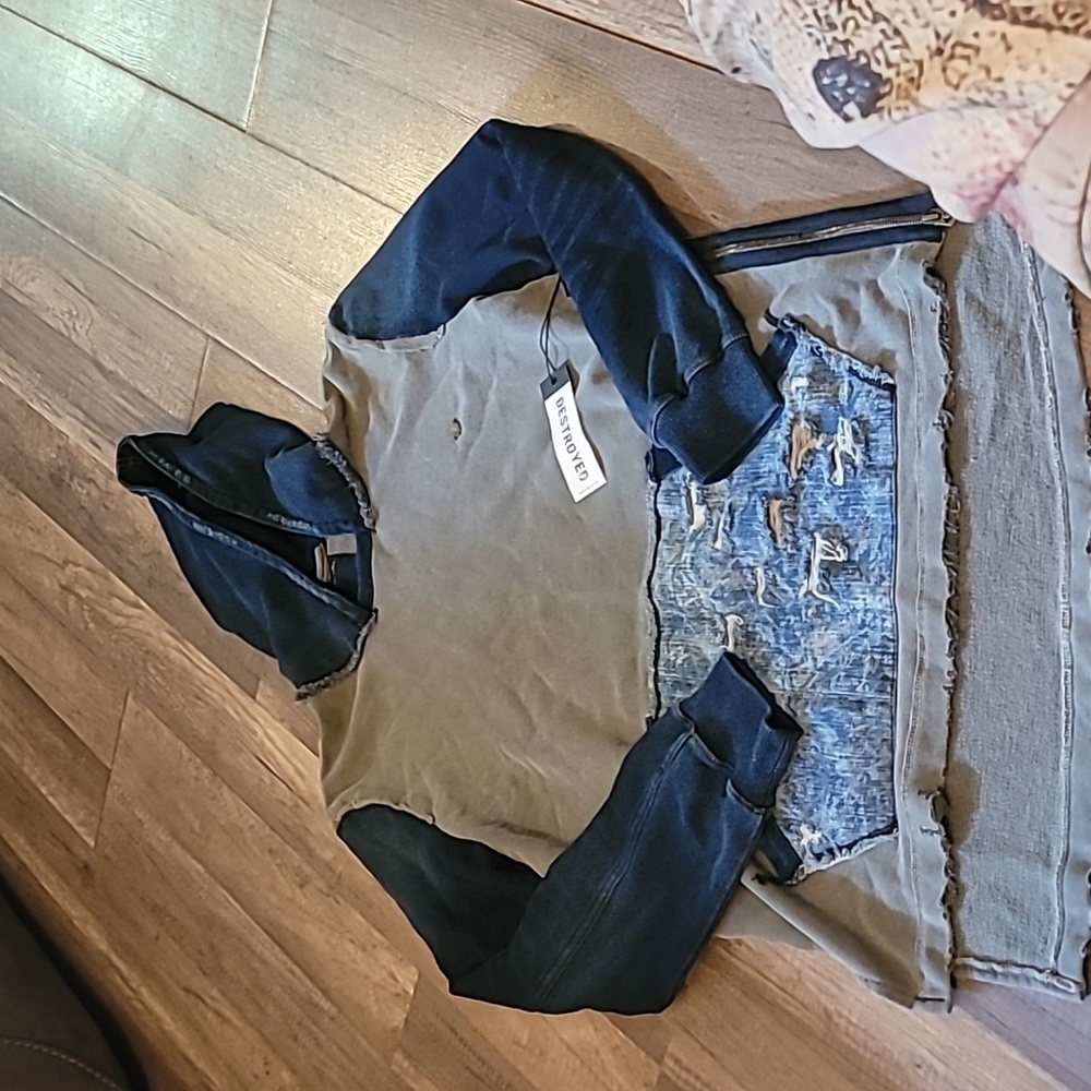 True Religion sweat suit set sz sml olive/jeans denim